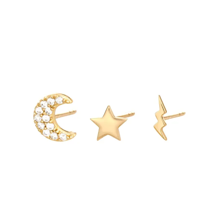 Celestial Set of 3 Single Stud Earrings Scream Pretty Earrings Celestial Set of 3 Single Stud Earrings Scream Pretty Earrings