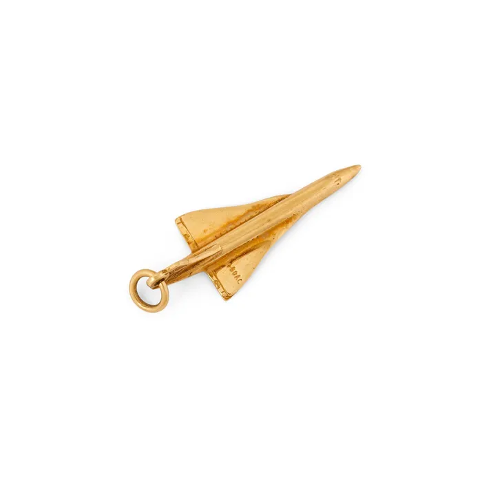 Charm Necklaces Vintage English Concord Airplane 9k Gold Charm