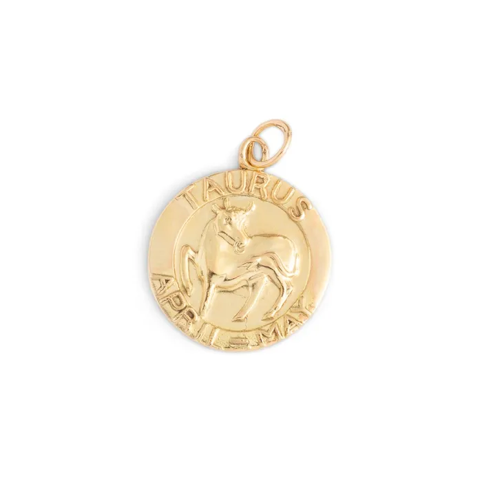 Charm Necklaces Vintage English Taurus 9k Gold Zodiac Charm
