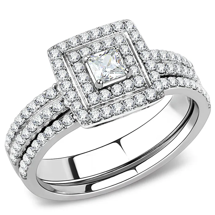 CJ064 Wholesale Womens Stainless Steel AAA Grade Cubic Zirconia Clear Square Cut Engagement Ring Set Green Rings CJ064 Wholesale Womens Stainless Steel AAA Grade Cubic Zirconia Clear Square Cut Engagement Ring Set Green Rings