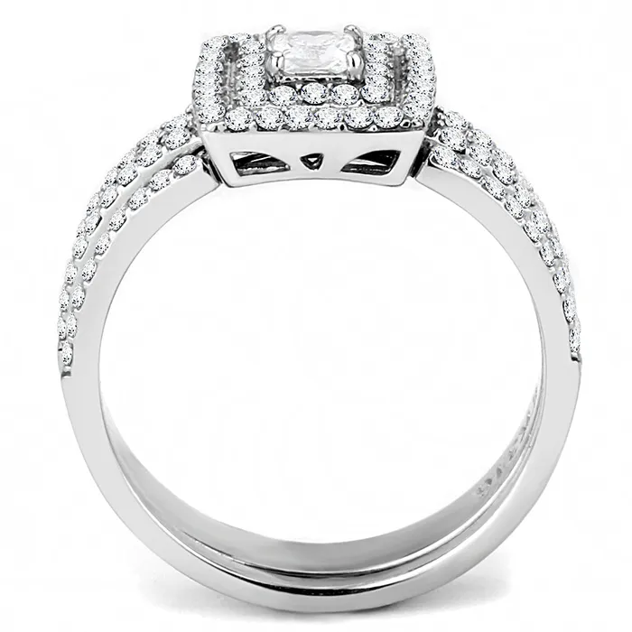 CJ064 Wholesale Womens Stainless Steel AAA Grade Cubic Zirconia Clear Square Cut Engagement Ring Set Green Rings CJ064 Wholesale Womens Stainless Steel AAA Grade Cubic Zirconia Clear Square Cut Engagement Ring Set Green Rings