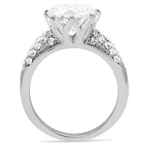 CJ152TK Wholesale Stainless Steel Clear Cubic Zirconia Pave Set Ring Green Rings