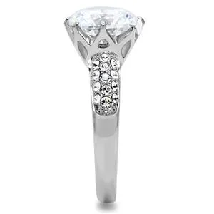 CJ152TK Wholesale Stainless Steel Clear Cubic Zirconia Pave Set Ring Green Rings