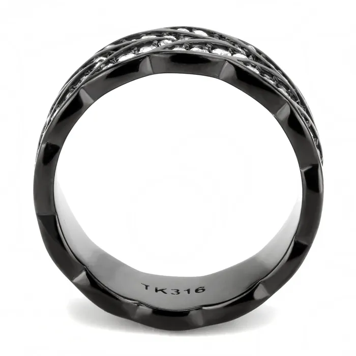 CJ3691 Wholesale Womens Stainless Steel IP Black Top Grade Crystal Clear Eternity Band Minimal Ring Green Rings CJ3691 Wholesale Womens Stainless Steel IP Black Top Grade Crystal Clear Eternity Band Minimal Ring Green Rings