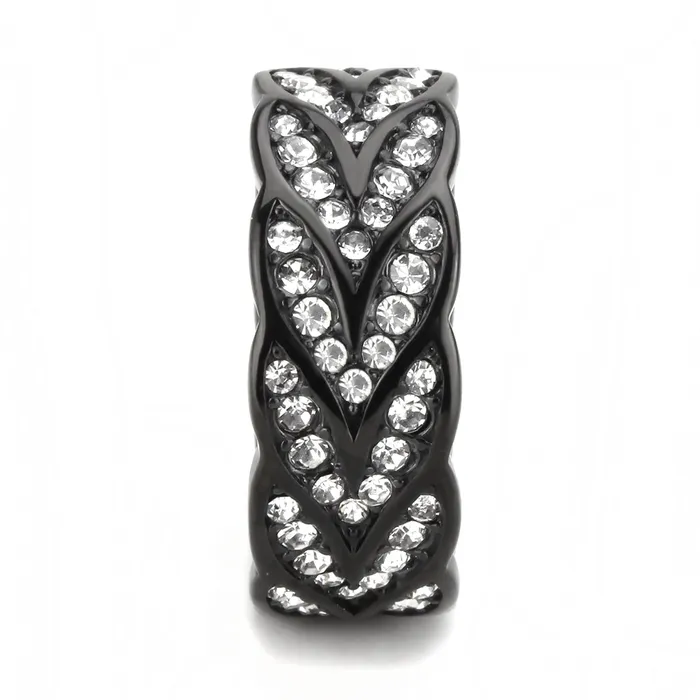 CJ3691 Wholesale Womens Stainless Steel IP Black Top Grade Crystal Clear Eternity Band Minimal Ring Green Rings CJ3691 Wholesale Womens Stainless Steel IP Black Top Grade Crystal Clear Eternity Band Minimal Ring Green Rings