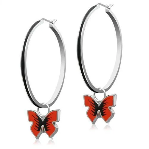 CJ619S Wholesale Stainless Steel Butterfly Earrings Green Earrings