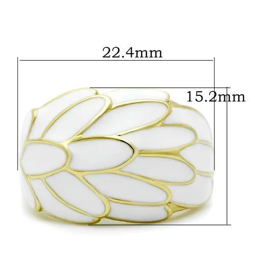 CJE005 Wholesale Womens Brass Ring IP Gold White Feathers Ring Green Rings