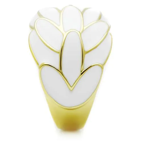 CJE005 Wholesale Womens Brass Ring IP Gold White Feathers Ring Green Rings