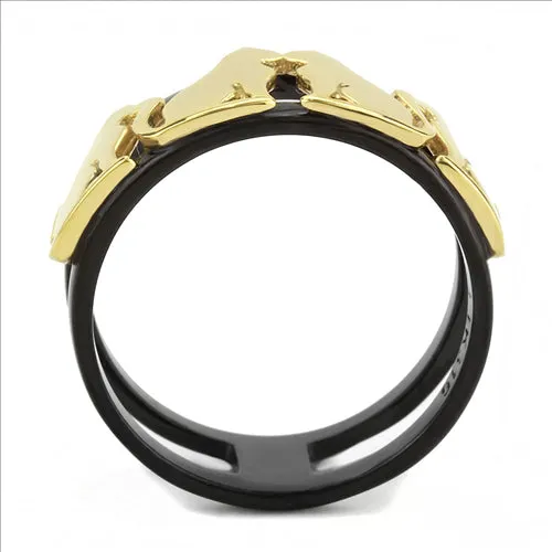 CJE3609 Wholesale Womens Stainless Steel IP Gold IP Black Cat Ring Green Rings CJE3609 Wholesale Womens Stainless Steel IP Gold IP Black Cat Ring Green Rings