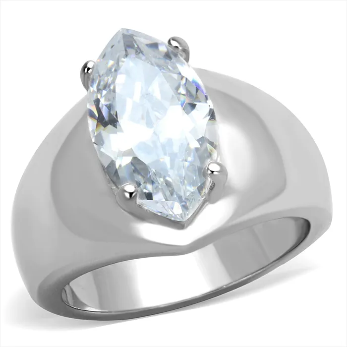 CJG2713 Radiant Marquise Crystal Stainless Steel Ring Green Rings