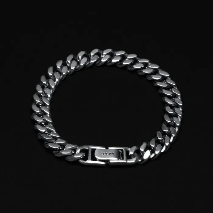 Cuban Chain Bracelet Sterling Silver 9 mm LOUPN Bracelets