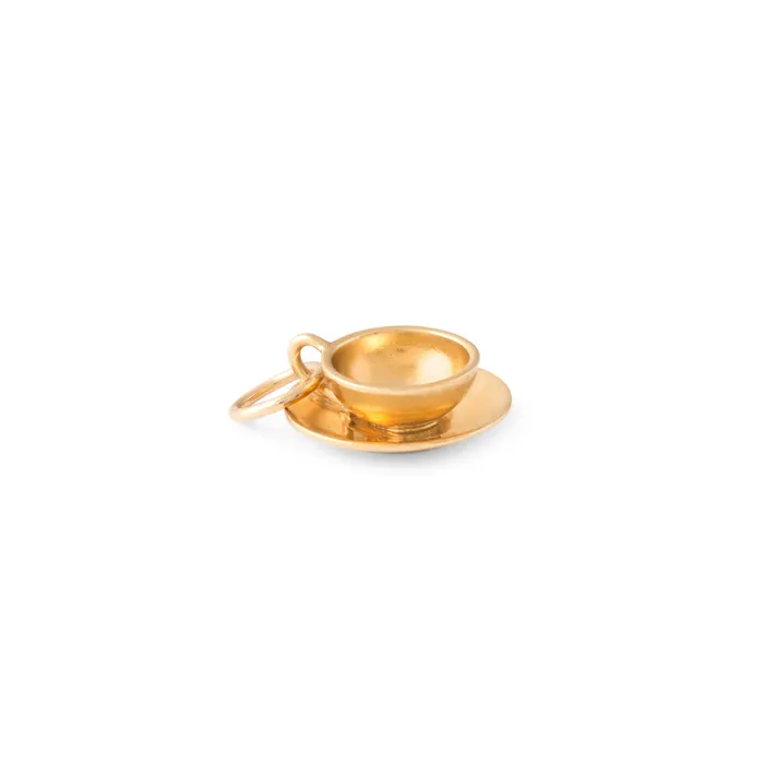 Cup and Saucer 14k Gold Charm Vintage Earrings