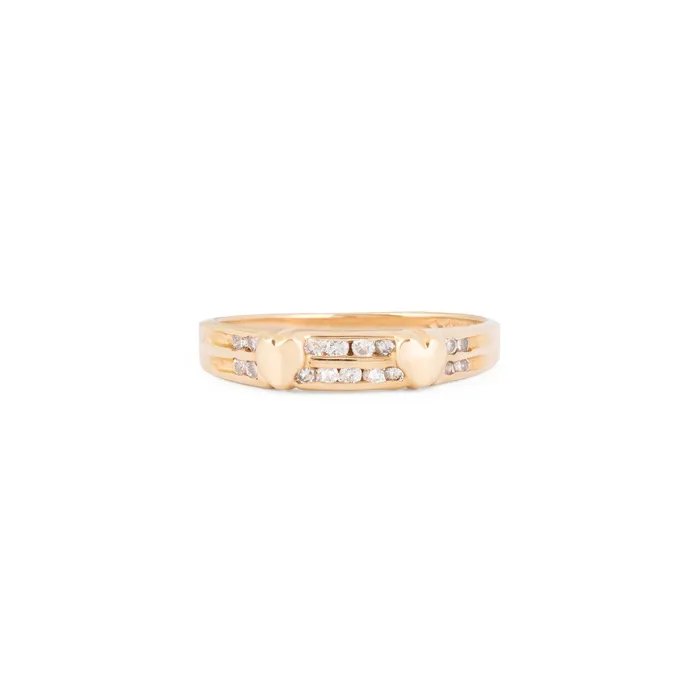 Diamond and 14k Gold Heart Band Ring Vintage Rings