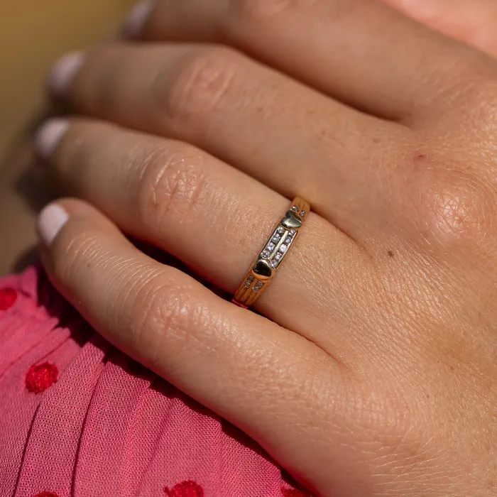 Diamond and 14k Gold Heart Band Ring Vintage Rings