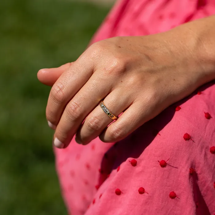 Diamond and 14k Gold Heart Band Ring Vintage Rings