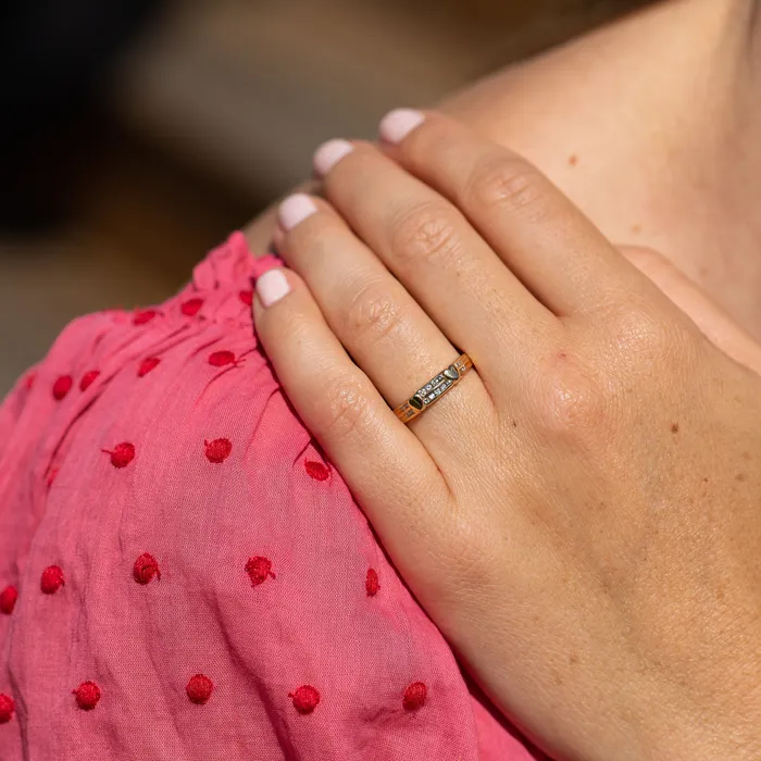 Diamond and 14k Gold Heart Band Ring Vintage Rings