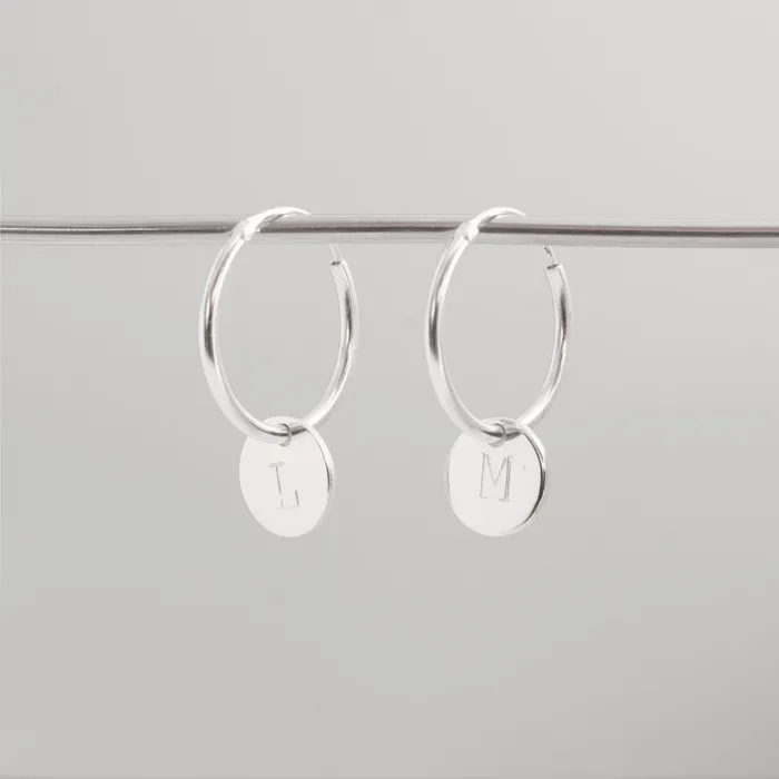 disc hoop charms personalized fejn KS Earrings