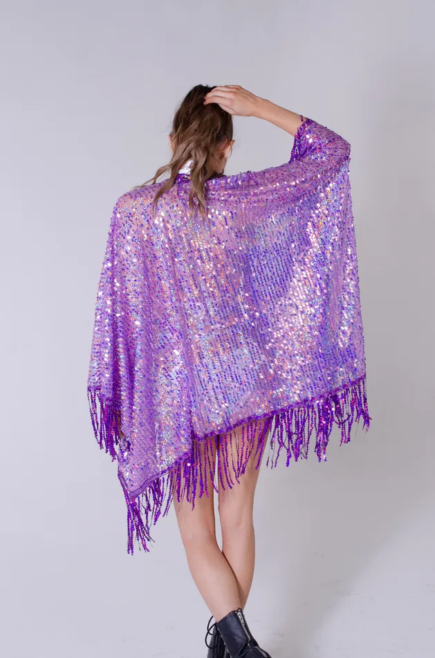 Disco Sequin Tassel Kimono Purple Holographic lumishopusa Earrings