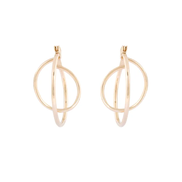 Double Hoop 14k Gold Earrings Vintage Earrings
