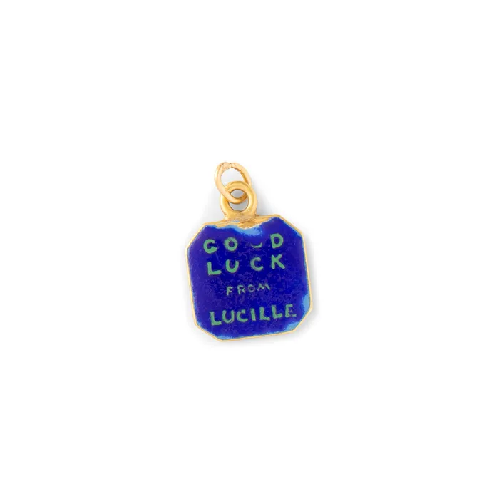 Earrings 1930s Good Luck Enamel and 14K Gold Charm Vintage