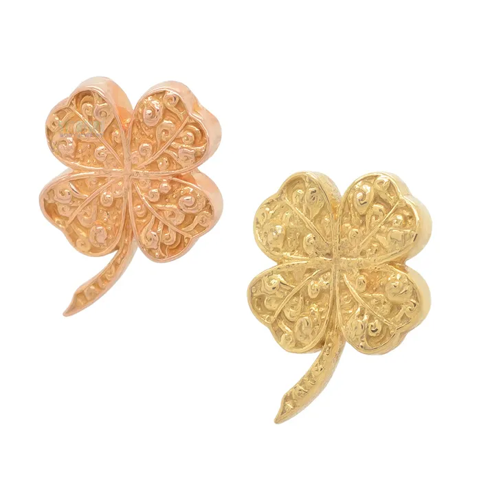 Earrings Anatometal threadless Shamrock End in Gold