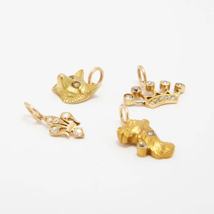 Earrings Antique Victorian Diamond FleurDeLis and 14k Gold Charm
