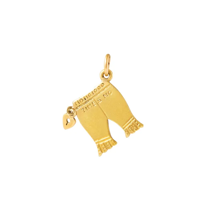 Earrings Antique Victorian No No 1000 Times No Underwear 14K Gold Charm