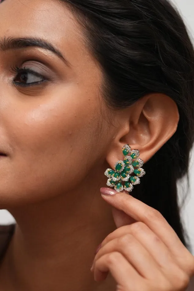 Earrings Attrangi Half Flower Power Gemstone Earrings GemZ Collection