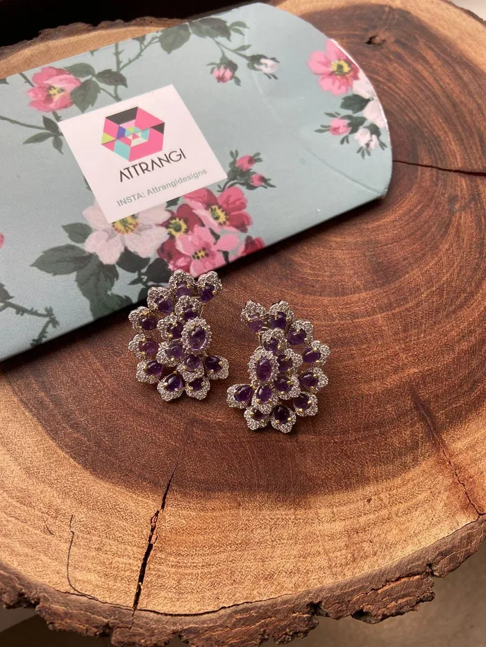 Earrings Attrangi Half Flower Power Gemstone Earrings GemZ Collection Earrings Attrangi Half Flower Power Gemstone Earrings GemZ Collection
