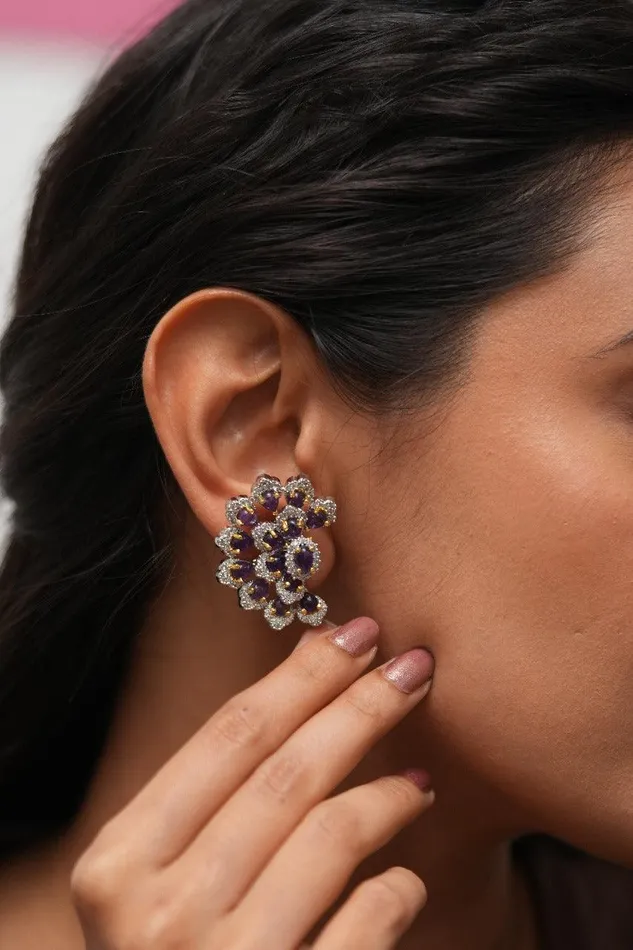 Earrings Attrangi Half Flower Power Gemstone Earrings GemZ Collection Earrings Attrangi Half Flower Power Gemstone Earrings GemZ Collection