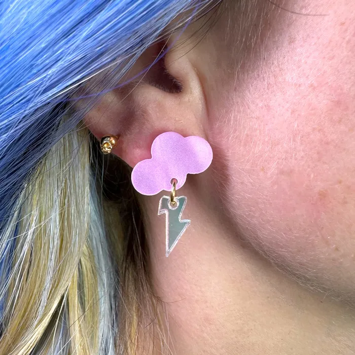 Earrings Baby Rain Cloud Earrings PinkIridescent Shimmer VincaUSA