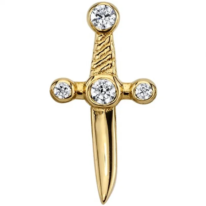 Earrings Body Vision BVLA Tizona Threaded End in Gold with DIAMONDS