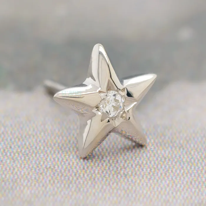 Earrings Buddha Jewelry Organics threadless Stellar End in Gold with CZ