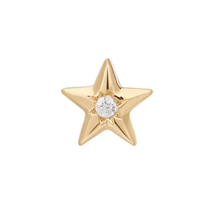 Earrings Buddha Jewelry Organics threadless Stellar End in Gold with CZ
