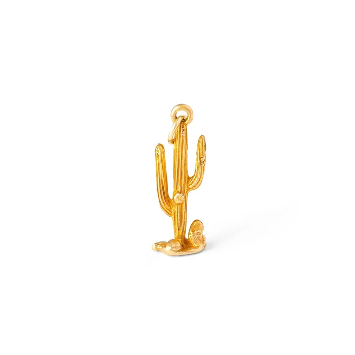 Earrings Cactus 14k Gold Charm Vintage