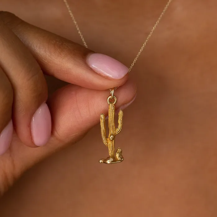 Earrings Cactus 14k Gold Charm Vintage