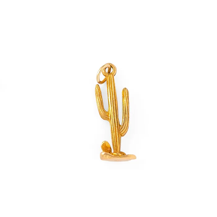 Earrings Cactus 14k Gold Charm Vintage