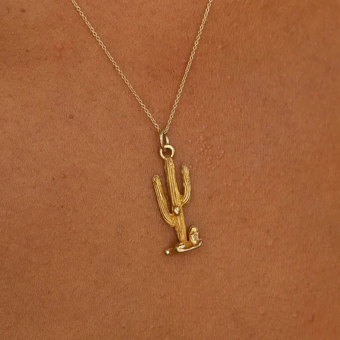 Earrings Cactus 14k Gold Charm Vintage
