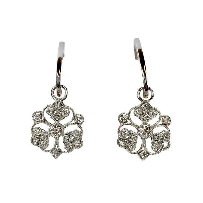Earrings Cherie Dori Diamond Snowflake Dangle Earrings