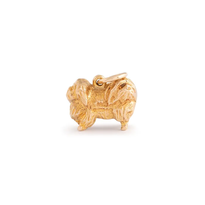 Earrings English Pekinese 9k Gold Dog Charm Vintage