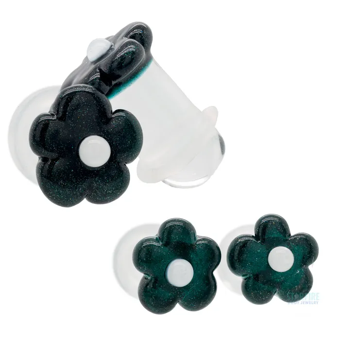 Earrings Flower Sculpted Glass Plugs Glasswear Studios