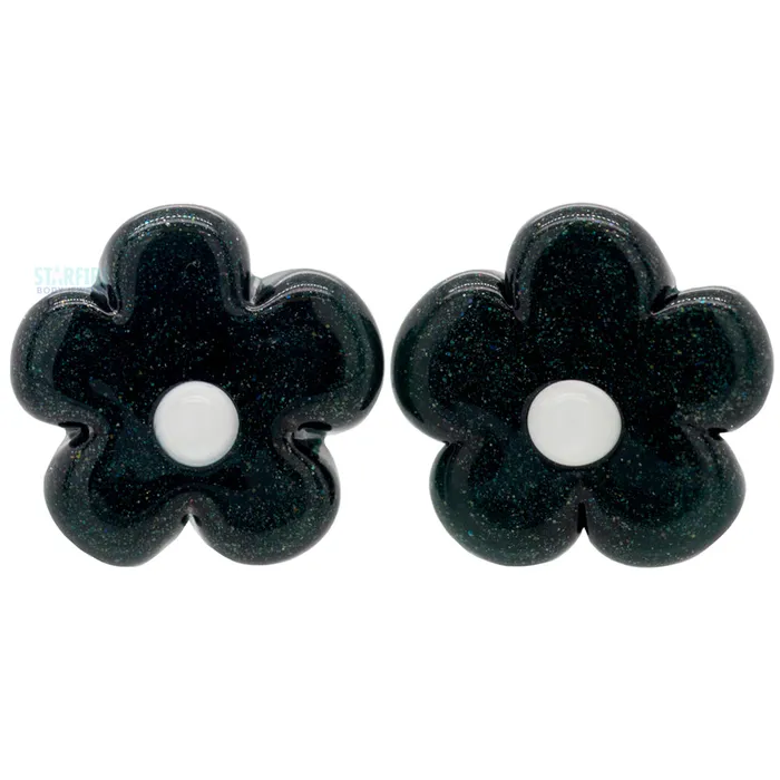 Earrings Flower Sculpted Glass Plugs Glasswear Studios