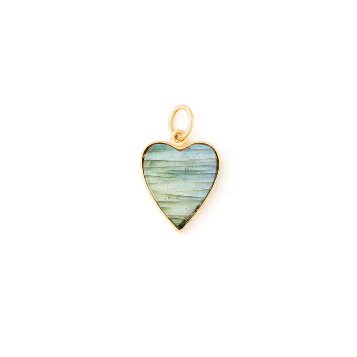 Earrings Fox Bond Originals The FB Small Labradorite Heart 14k Gold Charm