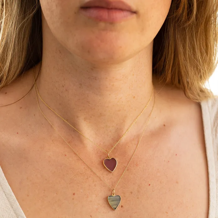 Earrings Fox Bond Originals The FB Small Labradorite Heart 14k Gold Charm