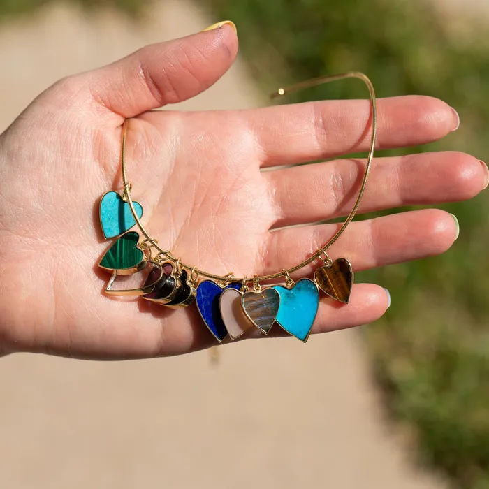 Earrings Fox Bond Originals The FB Small Labradorite Heart 14k Gold Charm