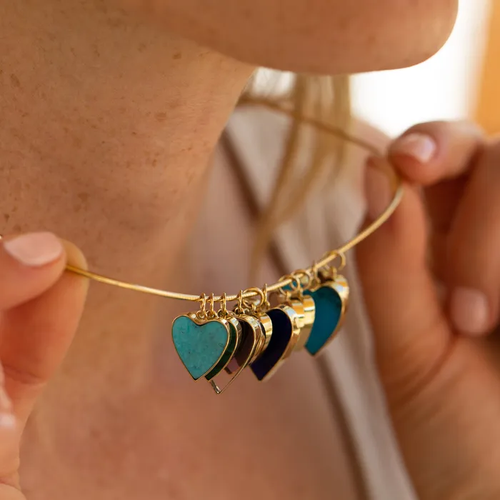 Earrings Fox Bond Originals The FB Small Labradorite Heart 14k Gold Charm