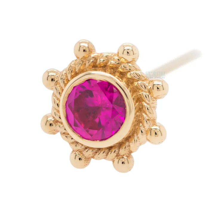 Earrings Indian Wheel Nostril Screw in Gold with Ruby Body Vision BVLA