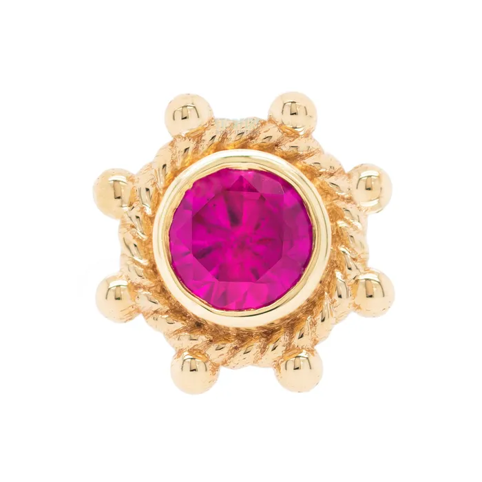 Earrings Indian Wheel Nostril Screw in Gold with Ruby Body Vision BVLA