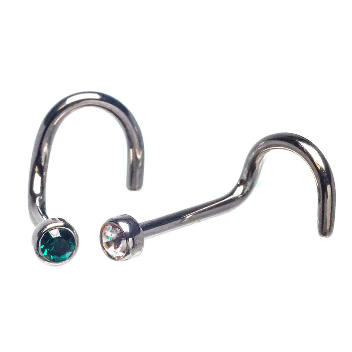 Earrings Industrial Strength IS Demi BezelSet Crystal Nostril Screw
