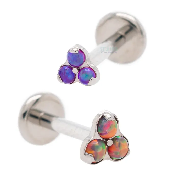 Earrings Industrial Strength IS Opals in Trinity Menage a Trois on Flatback